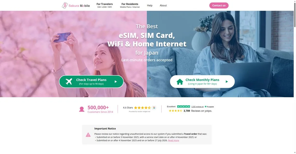 Sakura Mobile 官网首页