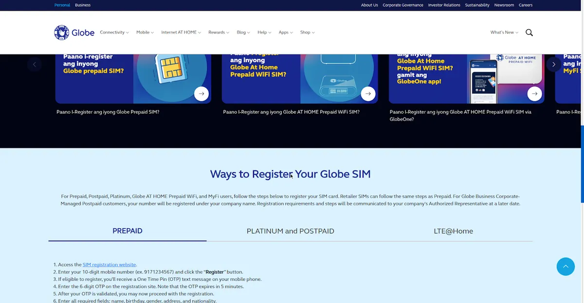 菲律宾 Globe 手机号 eSIM:注册 / 缴费 / 保号全教程