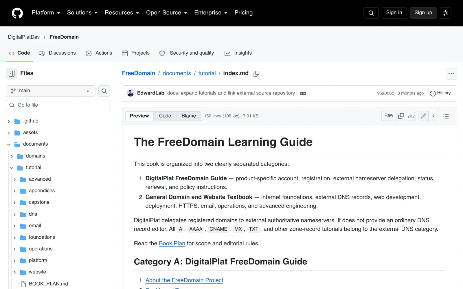 DigitalPlat official tutorial index: registration flow and external nameserver delegation