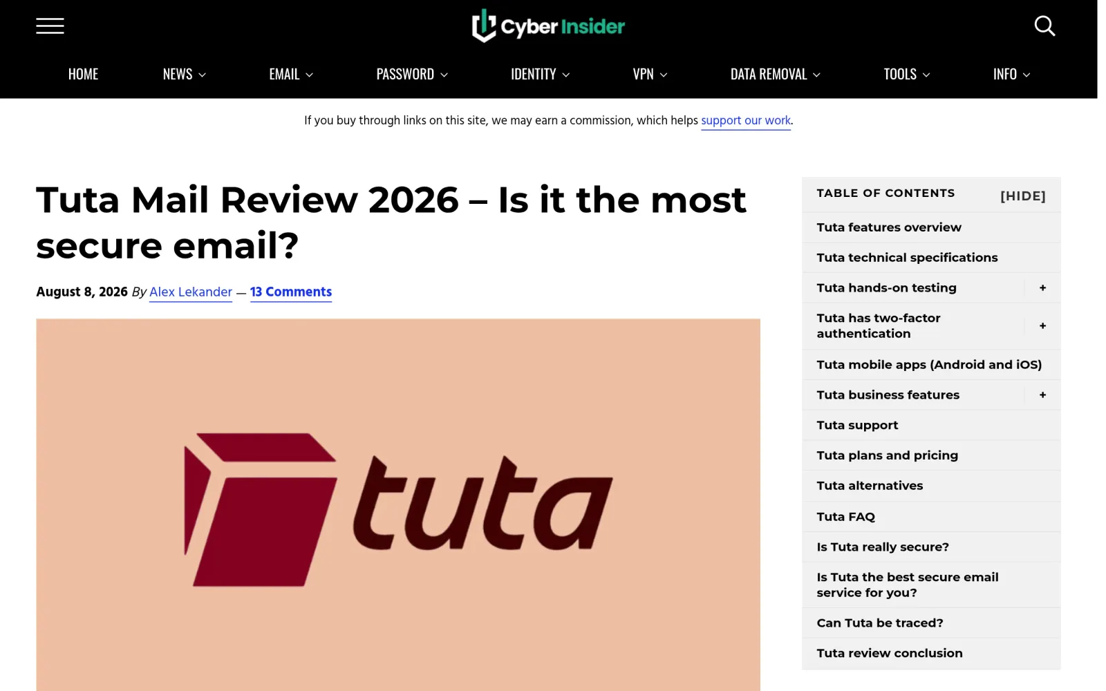 Tuta review: free-plan limits and paid plans