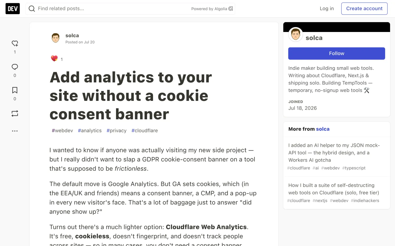 Cookie-banner-free setup walkthrough