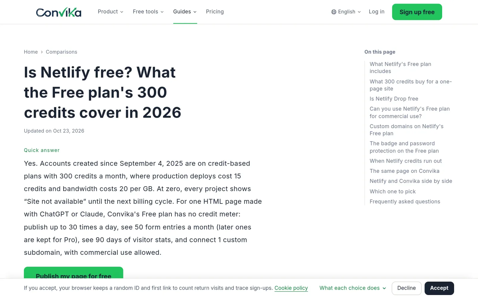 Netlify free plan 300 credits explained (official docs rechecked 23 October 2026)
