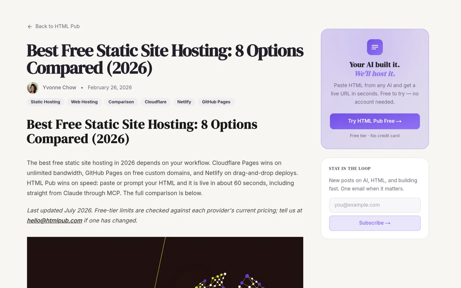 Netlify in the 2026 free static hosting comparison