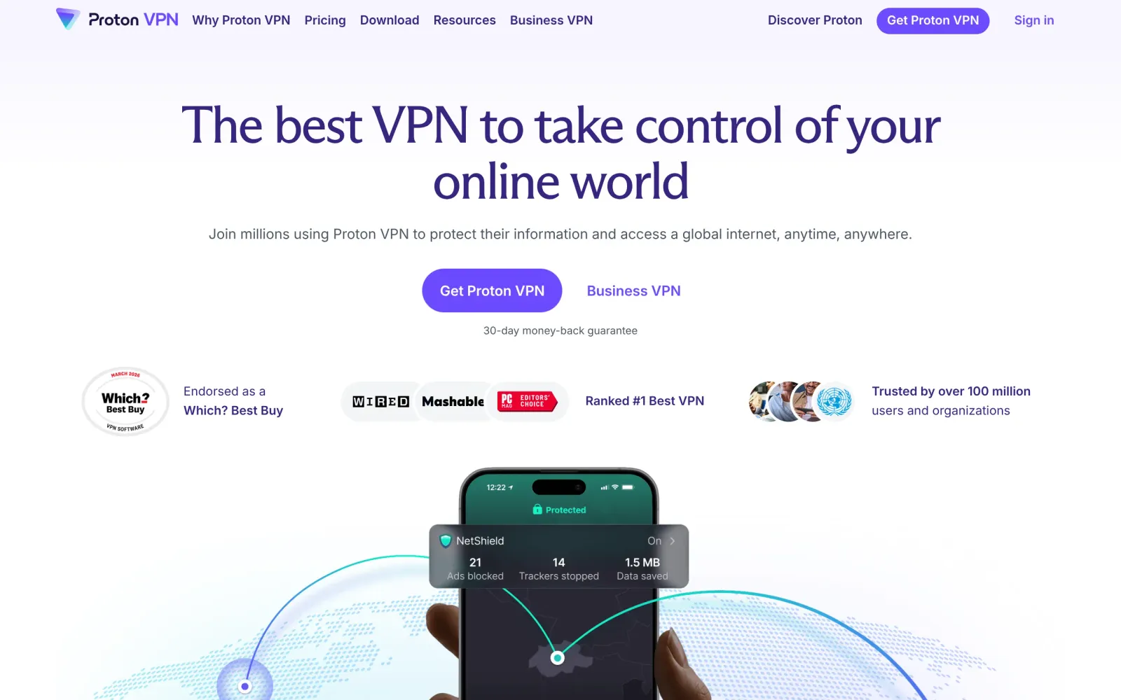 Proton VPN 官网首页