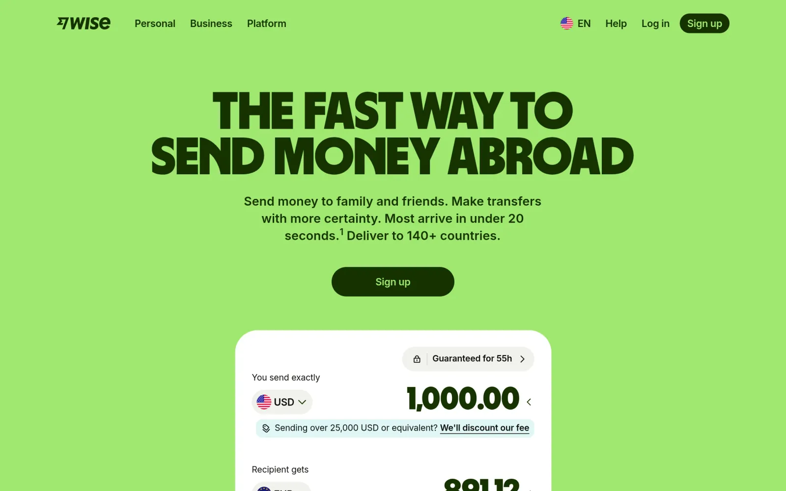 Wise homepage