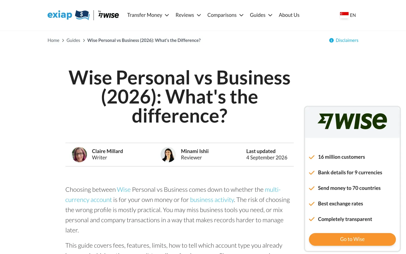 Wise personal vs business account guide